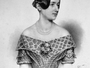 Arcivévodkyně Alžběta Františka von Österreich (1831–1903). Litografie Franze Eybla z roku 1846.
